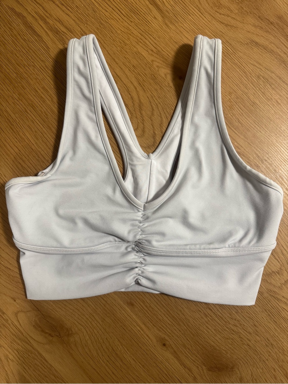 ALO Yoga White Ruched Front Sports Bra